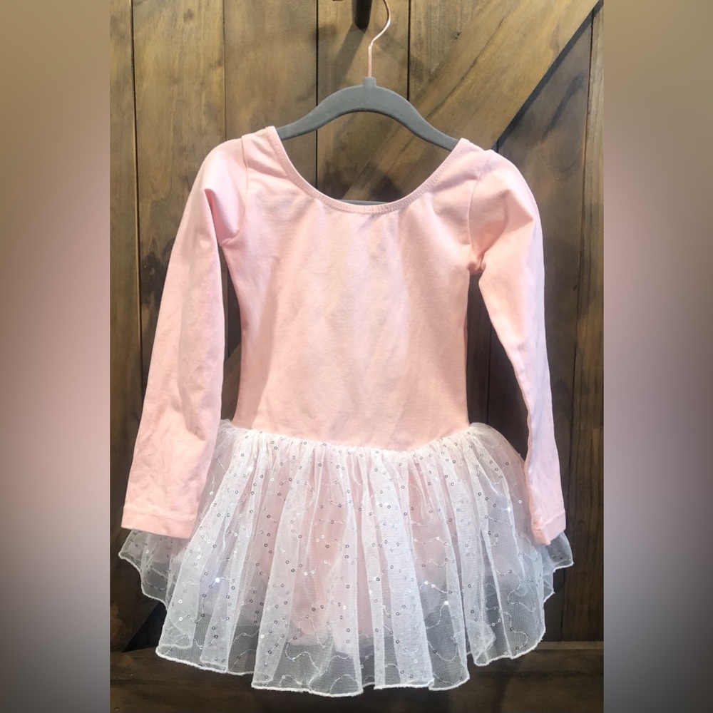 Pink Kids Ballet Leopard w/ White Sparkle Tutu